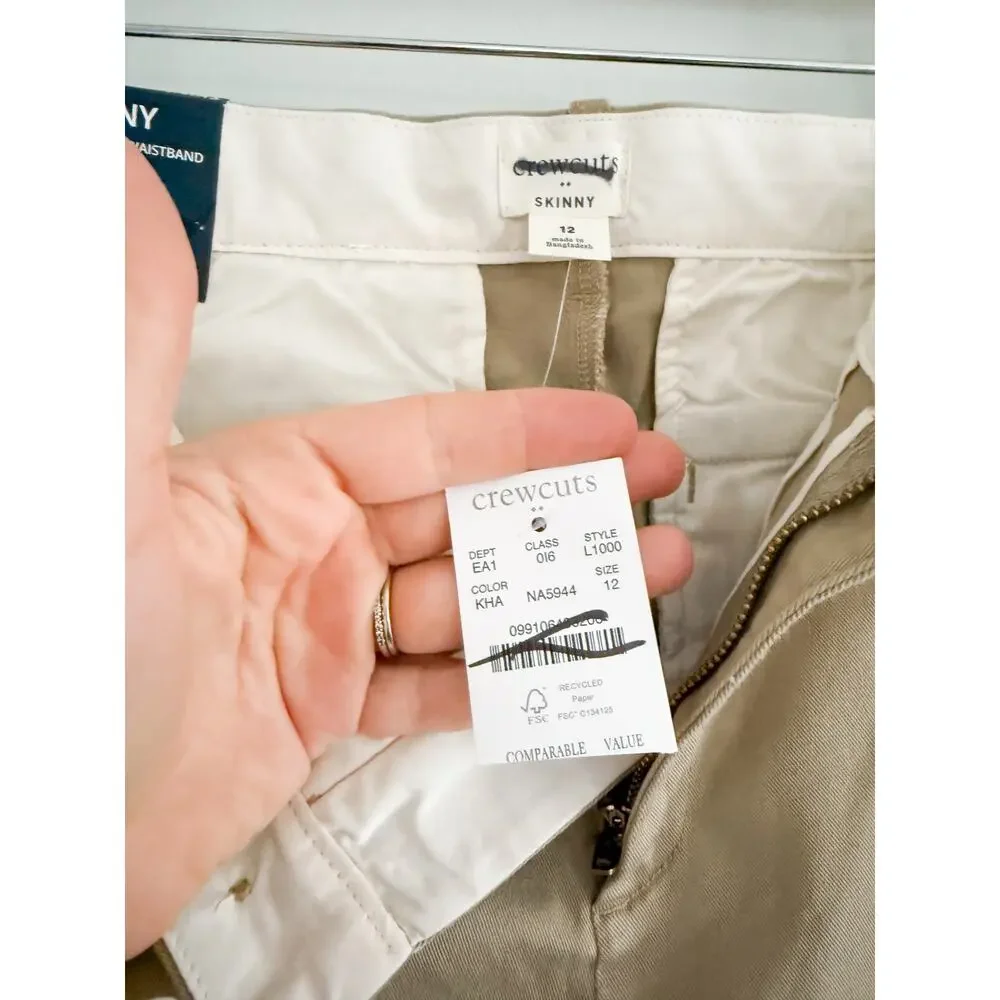 Crewcuts Factory | NWT Boys' skinny-fit pant in flex chino in Khaki | Sz 12